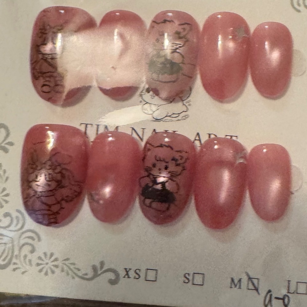 Nail Art Press On Nails Pink Cartoon Character Design‎ M